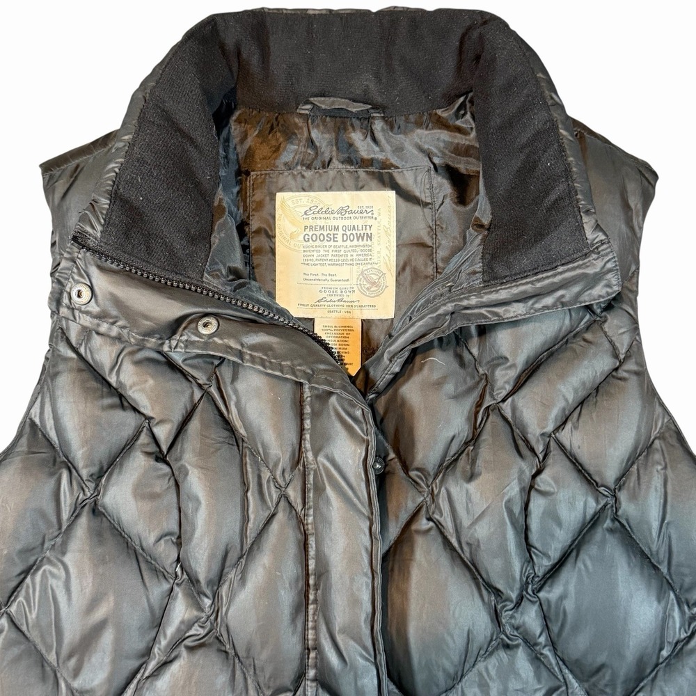 Eddie Bauer Premium Goose Down Puffer Vest Black Womens X-Large